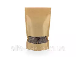 Пакет дой-пак 180*280 дно (45+45) крафт с прямоугольным окном Пакет дой-пак 180*280 дно (45+45) крафт с прямоугольным окном