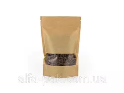 Пакет дой-пак 130*200 крафт с прямоугольным окном Пакет дой-пак 130*200 крафт с прямоугольным окном