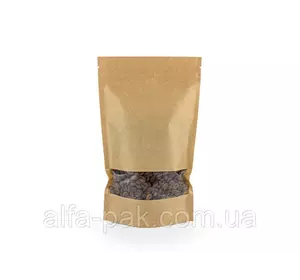 Пакет дой-пак 140*240 крафт с прямоугольным окном Пакет дой-пак 140*240 крафт с прямоугольным окном